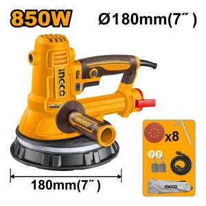 Lijadora De Yeso 850w 180mm 7 + Accesorios Ingco Dws10508 Color Amarillo