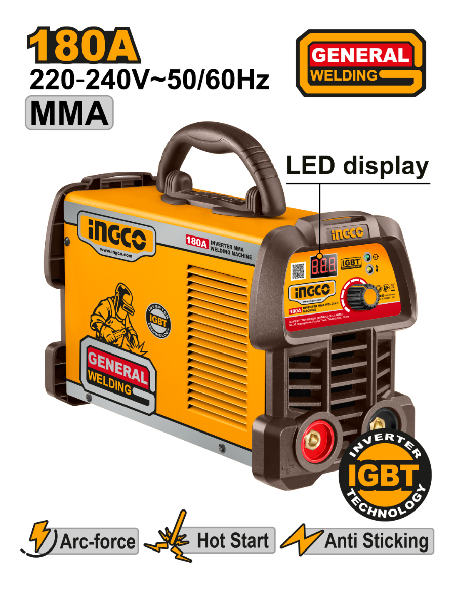 Soldadora Inverter Mma 180a Igbt Accesorios Ingco - Imagen 3