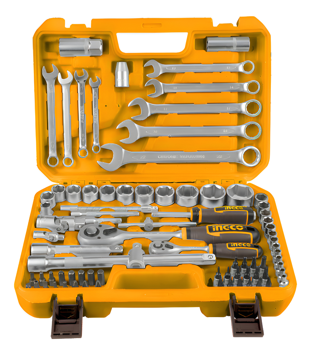 Juego De Dados Puntas Llaves 82 Pzs 1/4 1/2 Ingco Hkts42802