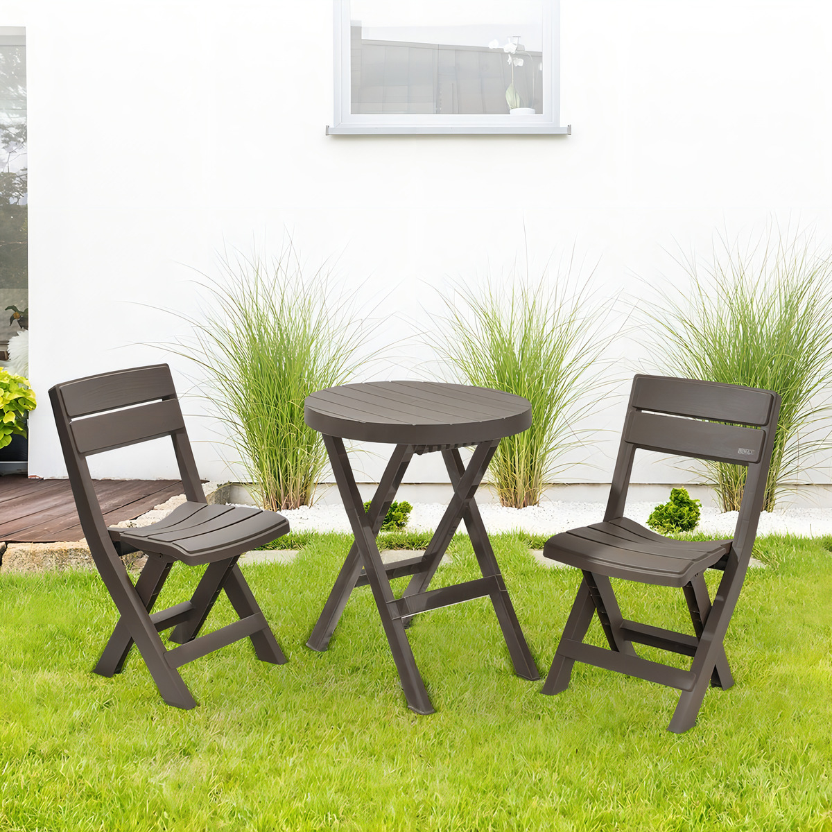 Combo Plegable Mesa Redonda 2 Sillas BarĂº Jardin Exterior - Imagen 3