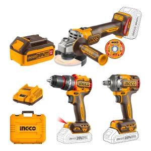 Ingco Cosli241291 Kit Combo Bateria Amoladora Taladro Llave