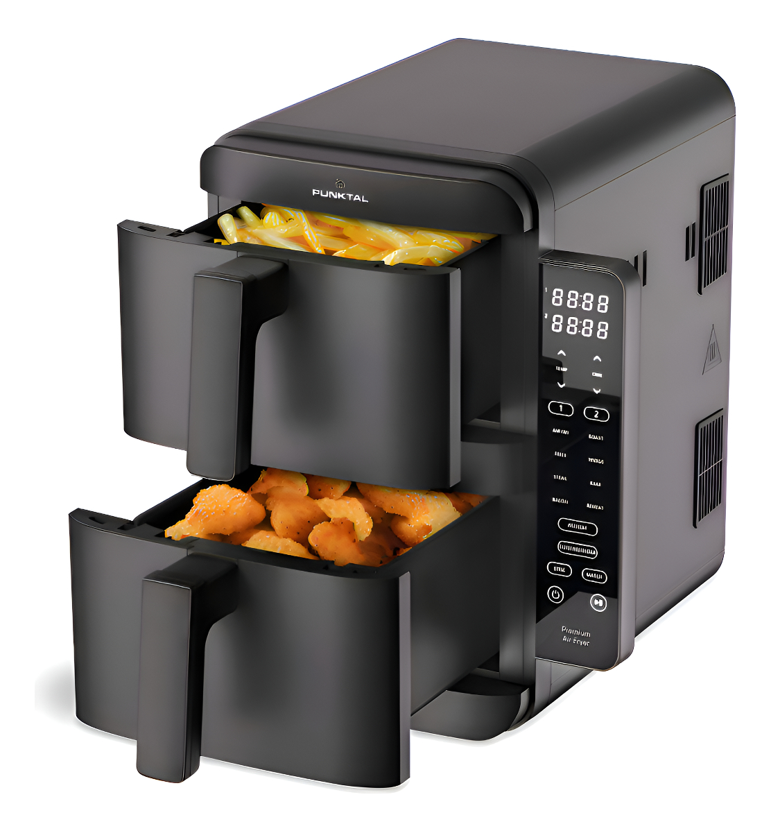 Freidora Sin Aceite Doble 4 + 4 Lts Digital Pk-390 Fd Color