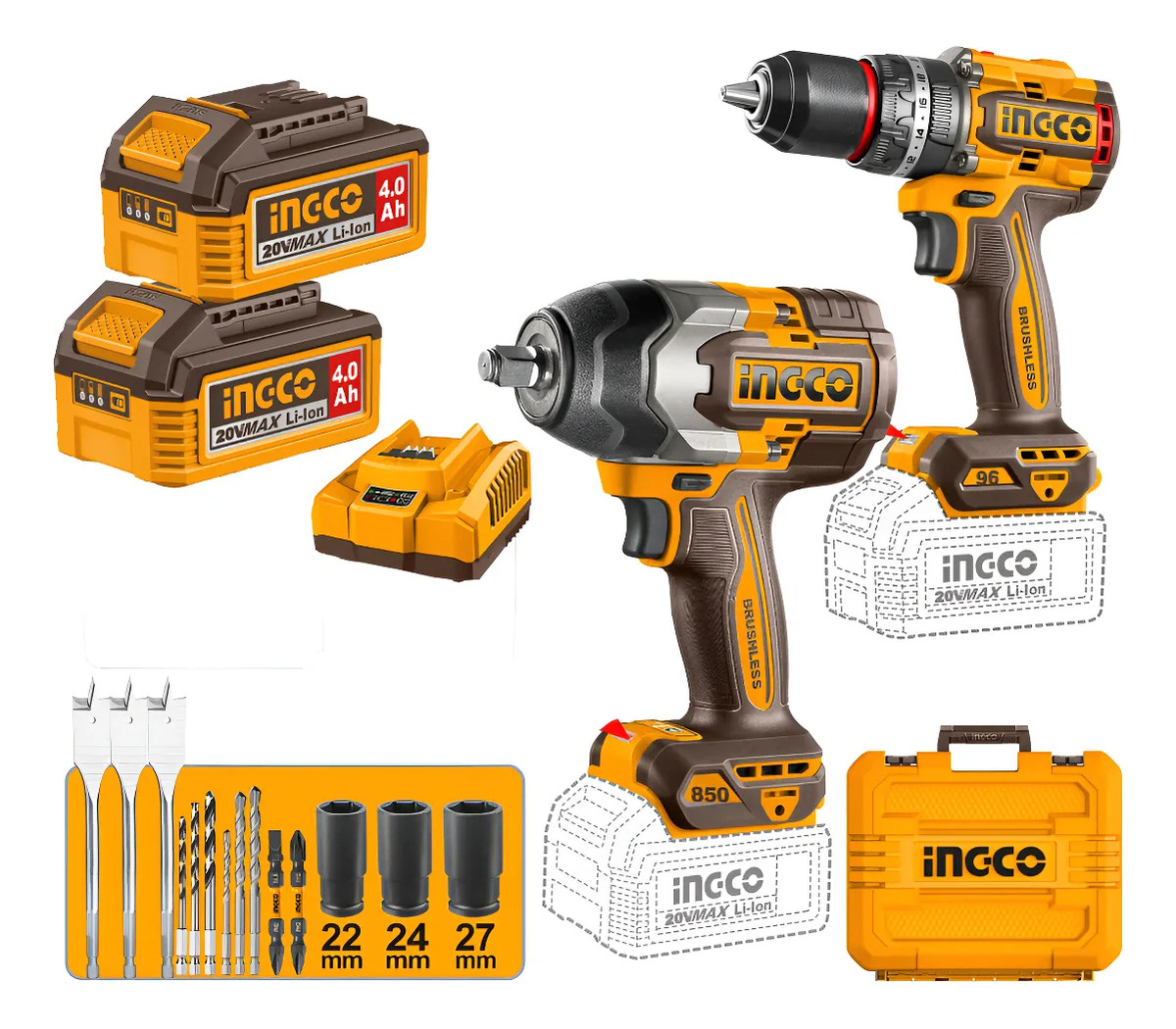 Kit Combo 96nm + Llave 850nm + Accesorios Ingco Cosli250586