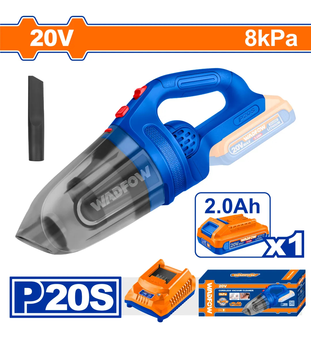 Aspiradora P20s 0.45l C/bateria, Carg + Acce Wadfow Wlv20201 - Imagen 2