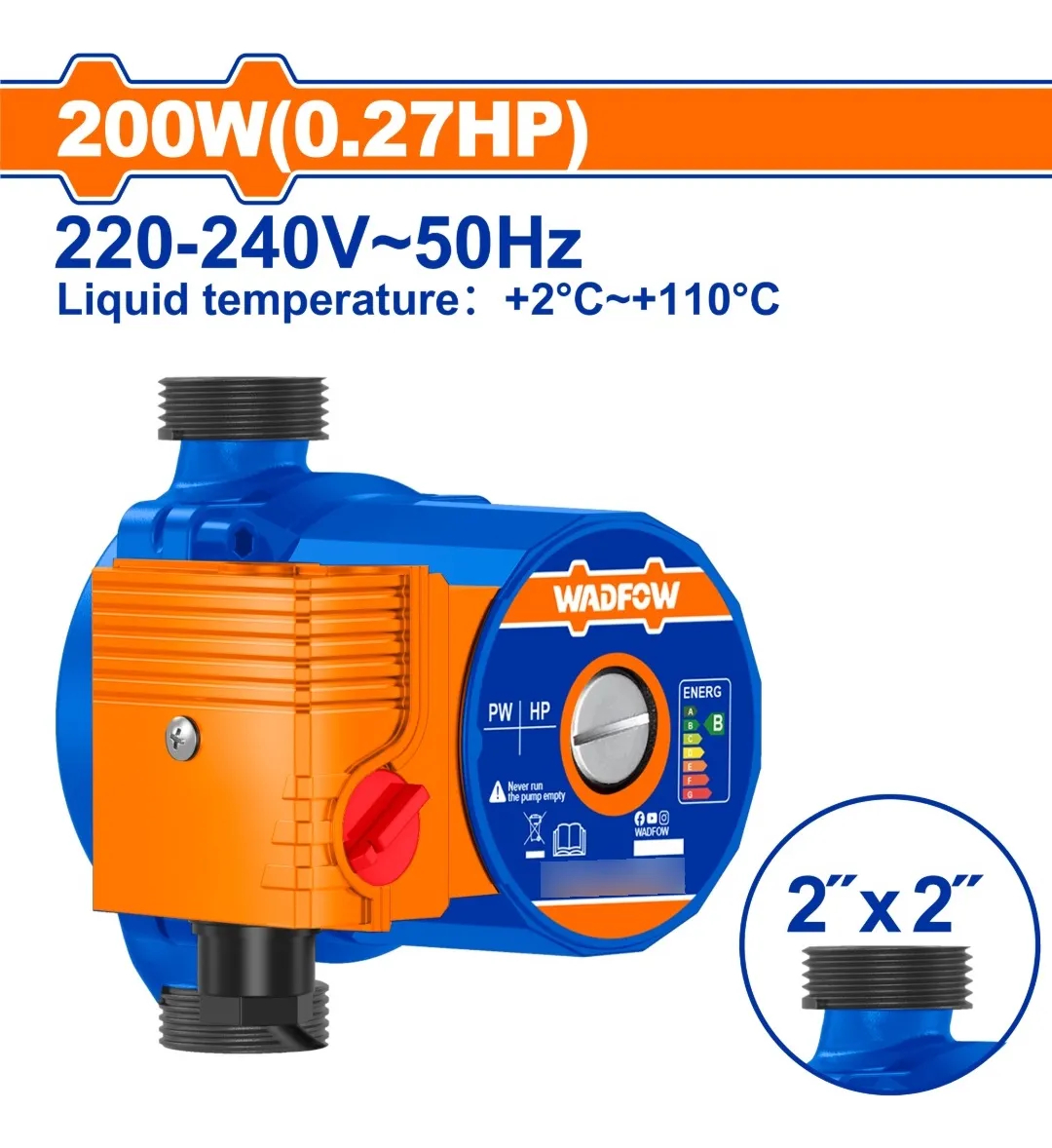 Bomba Elevador Presión 200w 125l/min 10m Wadfow Wwpbc200 - Imagen 2