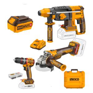 Combo Bateria Taladro Amoladora Rotomartillo 20v Ingco