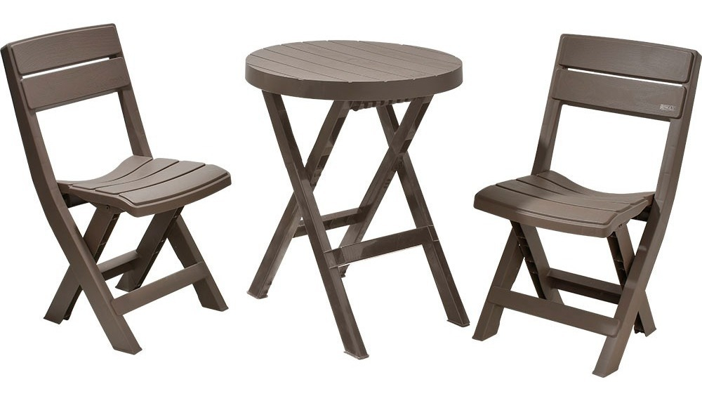 Combo Plegable Mesa Redonda 2 Sillas BarĂº Jardin Exterior
