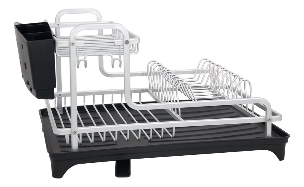 Escurridor 2 Niveles Aluminio Bandeja Cubiertero Negro