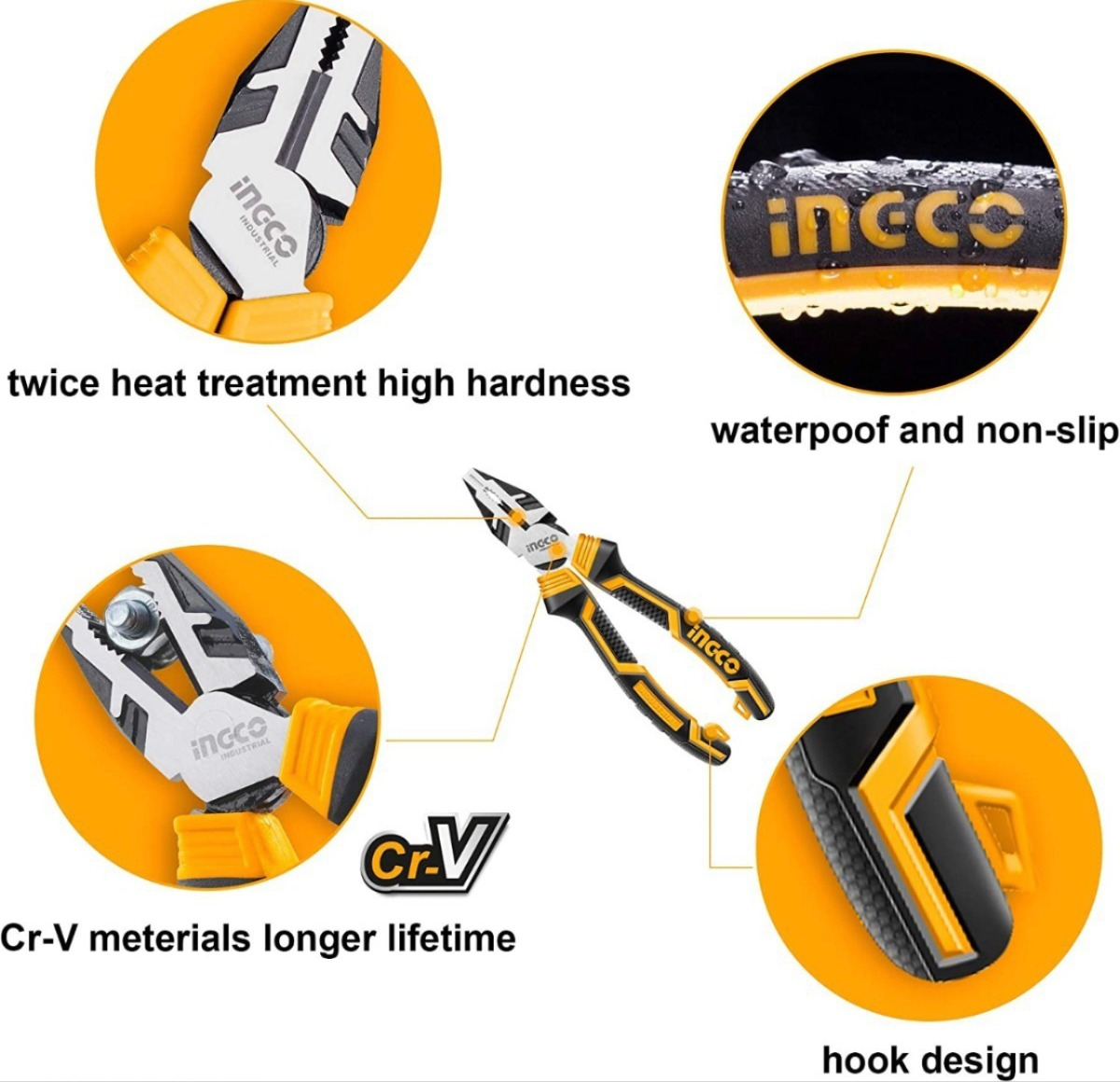 Juego 3 Pinzas Universal Alicate Diagonal Pinza Ingco - Imagen 7