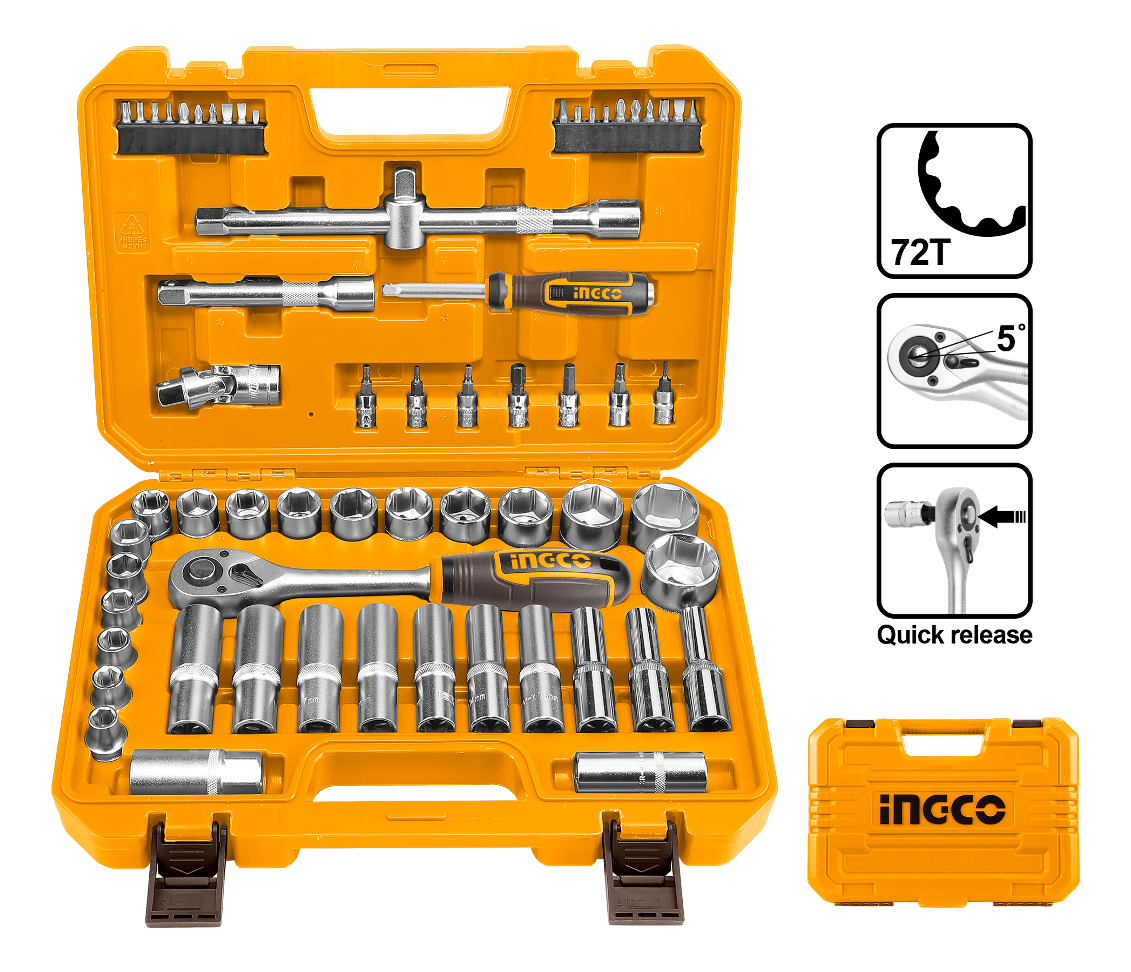 Set De Herramientas Ingco 1/2 62pcs Dados Tubos Puntas - Imagen 2