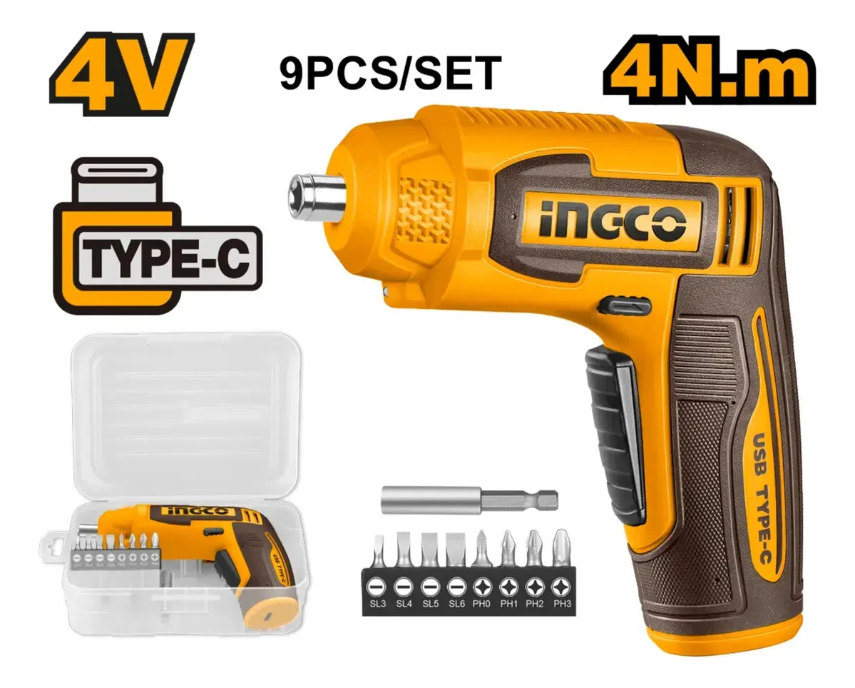 Ingco Atornillador Eléctrico 4nm 4v Con Estuche Y Puntas - Imagen 2