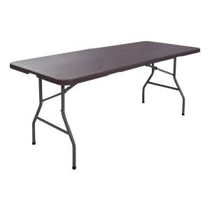 Mesa Plegable Tipo Valija 180 Cm Ratan Rattan Color Marrón