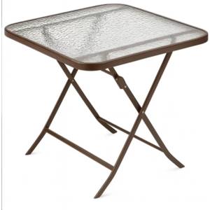 Mesa De Jardín Balcón Patio Vidrio Templado Plegable