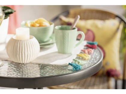 Mesa Redonda Negra Con Vidrio - Imagen 2