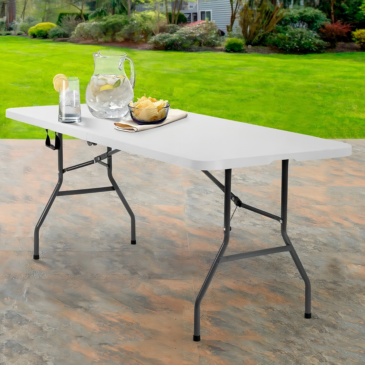 Mesa De Exterior Swiss Armor Plegable De Plástico/acero Color Blanco - Imagen 3