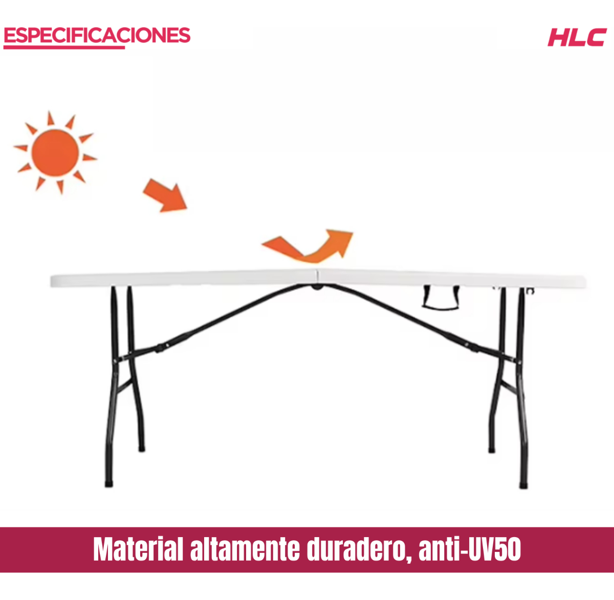 Mesa Plegable Plástico Resistente 180x70cm - Imagen 5