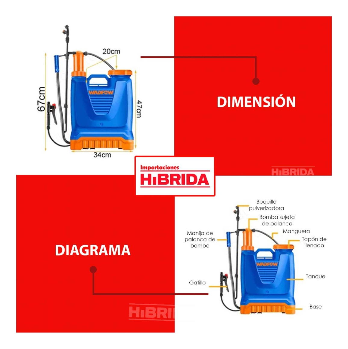 Mochila Pulverizador Fumigador 16 Litros Wadfow Wks1516 Color Azul - Imagen 3