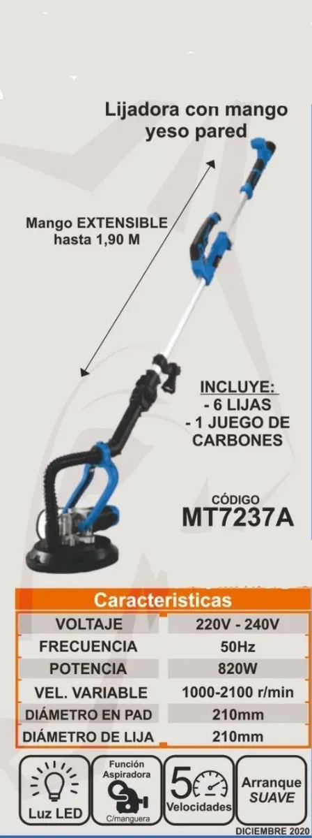Lijadora De Yeso Para Pared Con Mango Alpha Mt7237a - Imagen 3