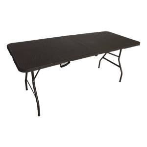 Mesa Para Jardin Plegable Pvc Simil Ratan Reforzada 180x74