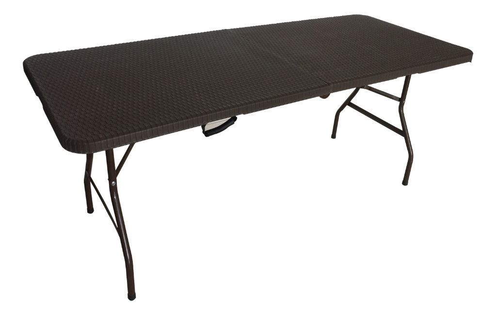 Mesa Para Jardin Plegable Pvc Simil Ratan Reforzada 180x74