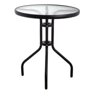 Mesa Redonda Negra Con Vidrio