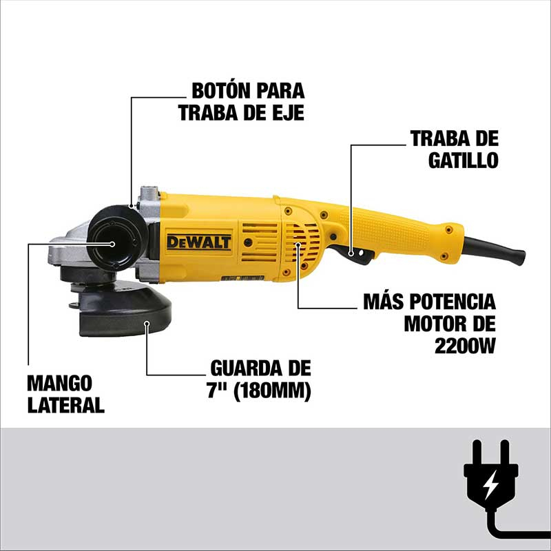 Amoladora Angular Dewalt Professional Dwe491 De 50 hz Color Amarillo 2.2 kw 220 v + Accesorio - Imagen 3