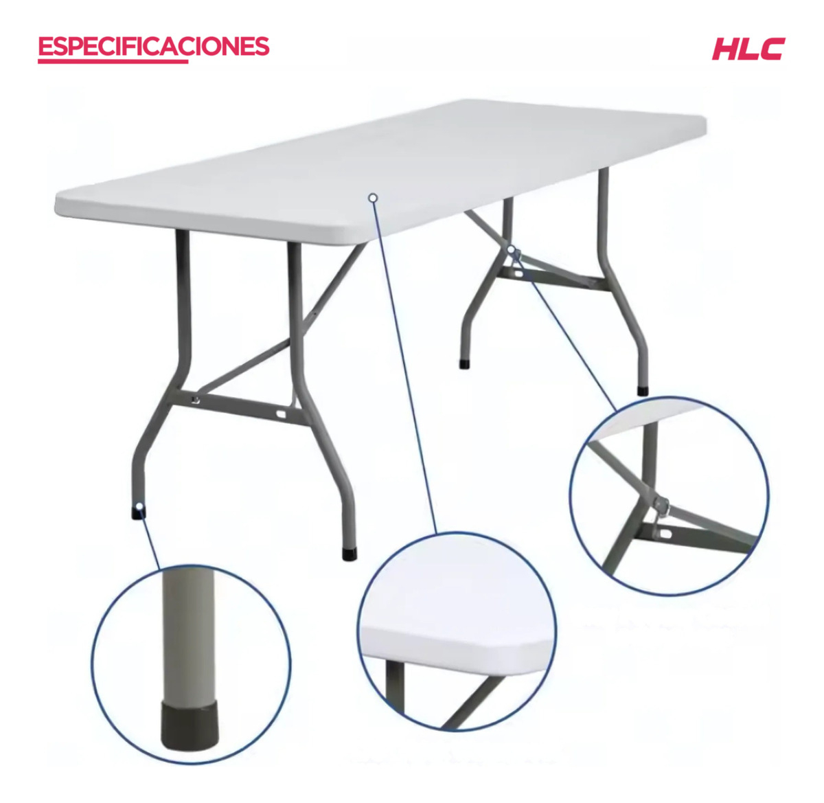 Mesa Plegable Plástico Resistente 180x70cm - Imagen 6