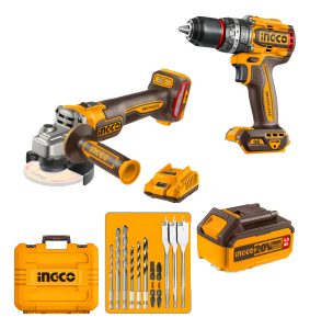 Kit A Bateria Ingco Taladro Atornillador Con Percutor + Amoladora P20s 20v Cosli241298