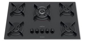 Anafe A Gas Empotrable Punktal 5 Hornallas Vidrio Negro Triple Llama