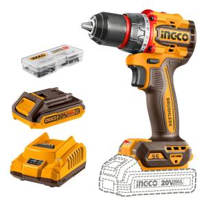 Taladro Atornillador 55nm Incluye Bateria Y Cargador Ingco Color Amarillo