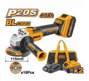 Amoladora 2 Bat + Carg + Discos Ingco Cagli2011582 Color Amarillo Frecuencia 50hz