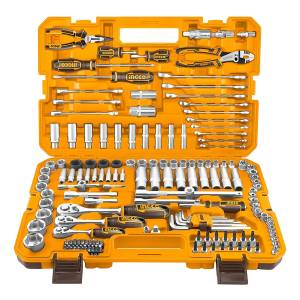 Set Kit 156 Herramientas Maletin Ingco Cromo Vanadio Racing Color Naranja Claro