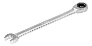 Llave Combinada De Trinquete Cromada Cr-v De 19 Mm, De Ingco Plateado