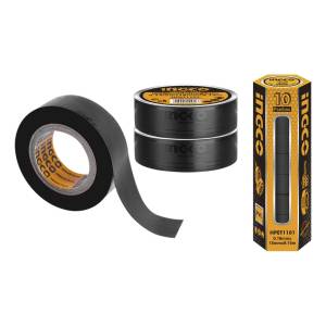 Cinta Aisladora Pvc Negra Ancho 18mm Ingco Hpet1101 Color Negro
