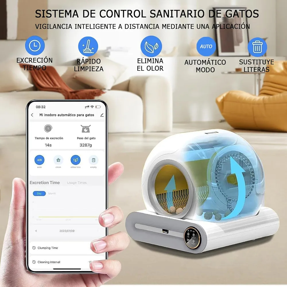 Arenero Inteligente Automático Para Gatos Aplicación Celular - Imagen 4