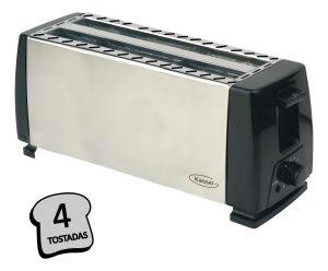 Tostadora Eléctrica Kassel 1200w 4 Rodajas Color Gris 6 Niveles Modelo Ks-ts900