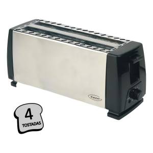 Tostadora Eléctrica Kassel 1200w 4 Rodajas Color Gris 6 Niveles Modelo Ks-ts900