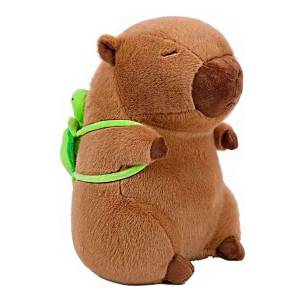 Mochila Peluche Capibara Marron Con Tortuga Verde
