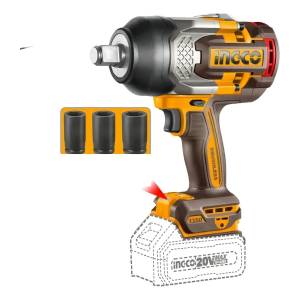 Llave De Impacto Inalámbrica Ingco Industrial Ciwli201351 Color Amarillo 50/60hz