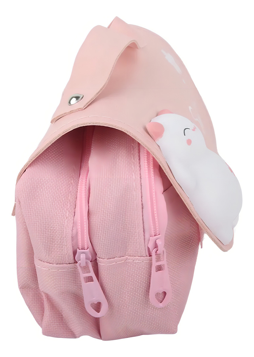Cartuchera Escolar Kawaii Gatito 3d 2 Cierres Infantil Atrix Color Rosado - Imagen 4