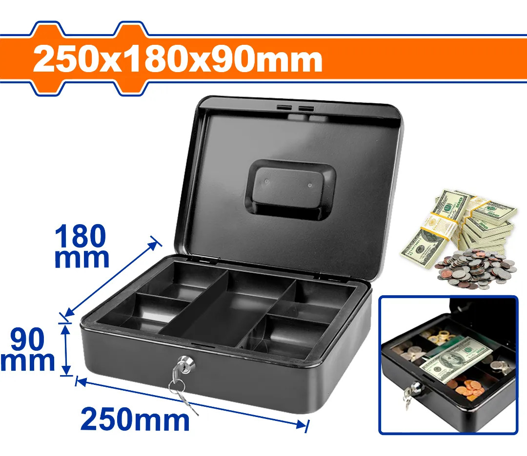 Caja Metalica De Seguridad Para Dinero Con Llave 25x18x9cm - Imagen 3