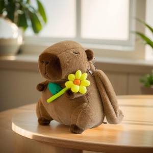 Mochila Infantil Peluche Capibara Con Flor Amarilla