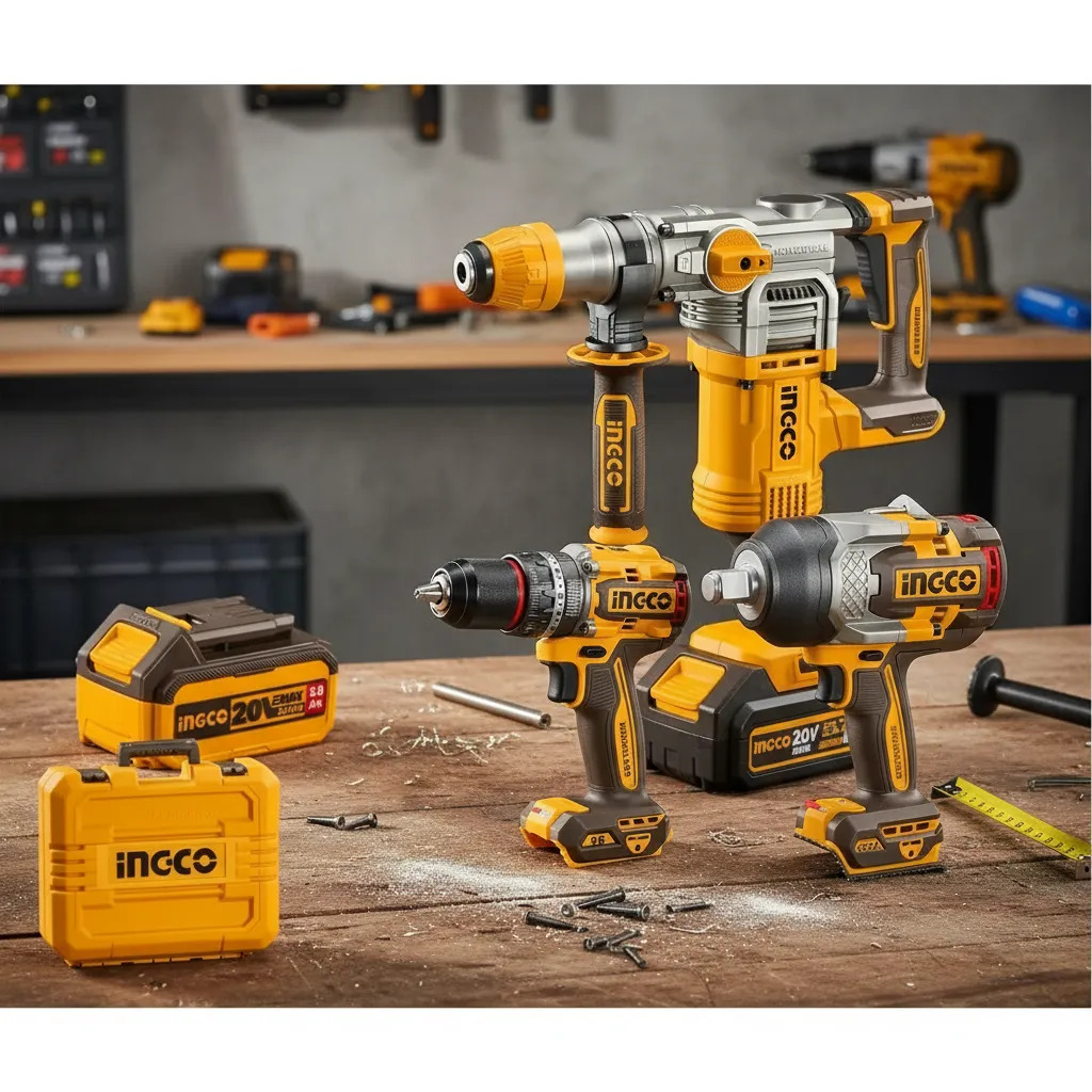 Kit Set Combo Llave Impacto Taladro Multifuncion Ingco 20v - Imagen 3