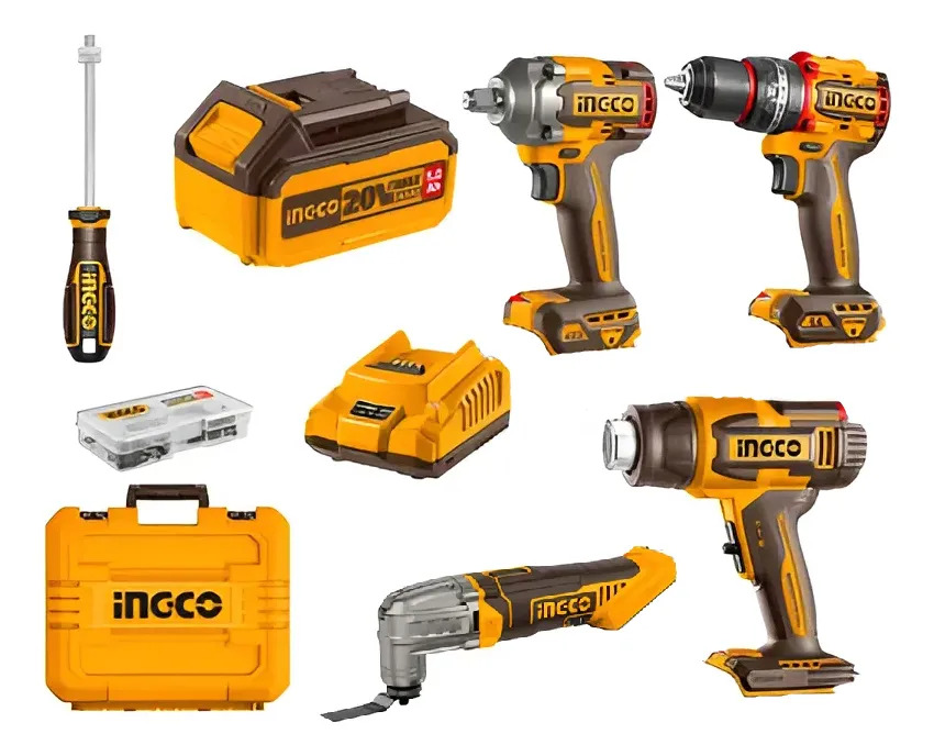 Kit Set Combo Llave Impacto Taladro Multifuncion Ingco 20v - Imagen 2