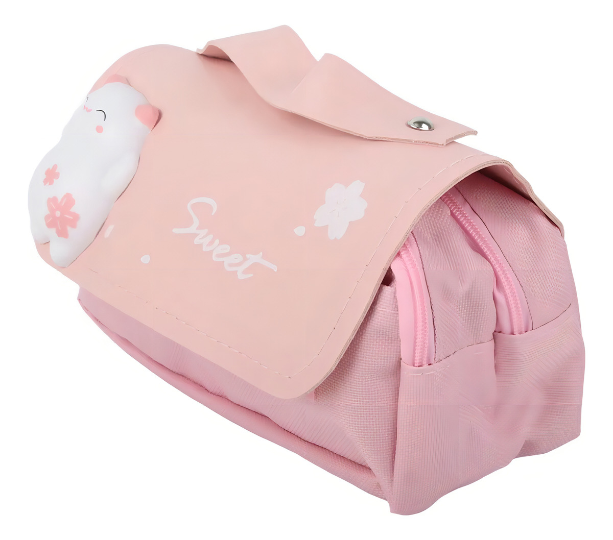 Cartuchera Escolar Kawaii Gatito 3d 2 Cierres Infantil Atrix Color Rosado - Imagen 3