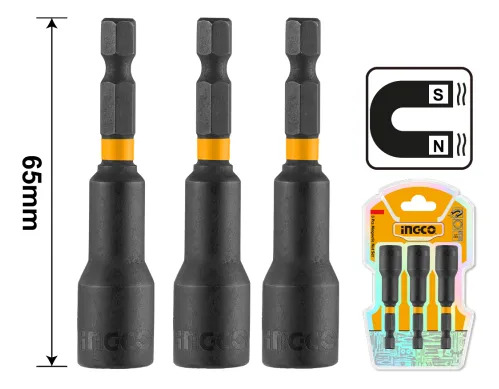 Set X3 Dados Imantados 10mm Con Encastre 1/4 Amn1031 Ingco - Imagen 3