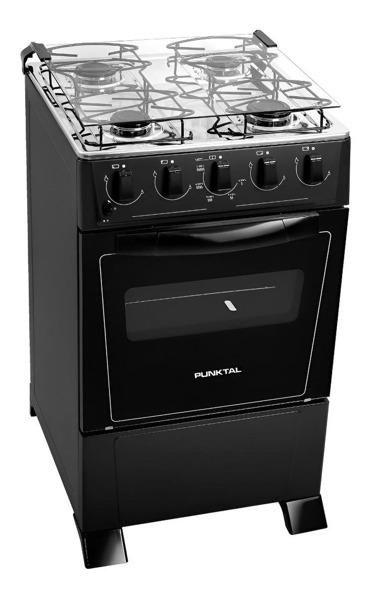 Cocina Punktal Pk-375c Multigas 4 Hornallas Negra Mate Color Negro Mate