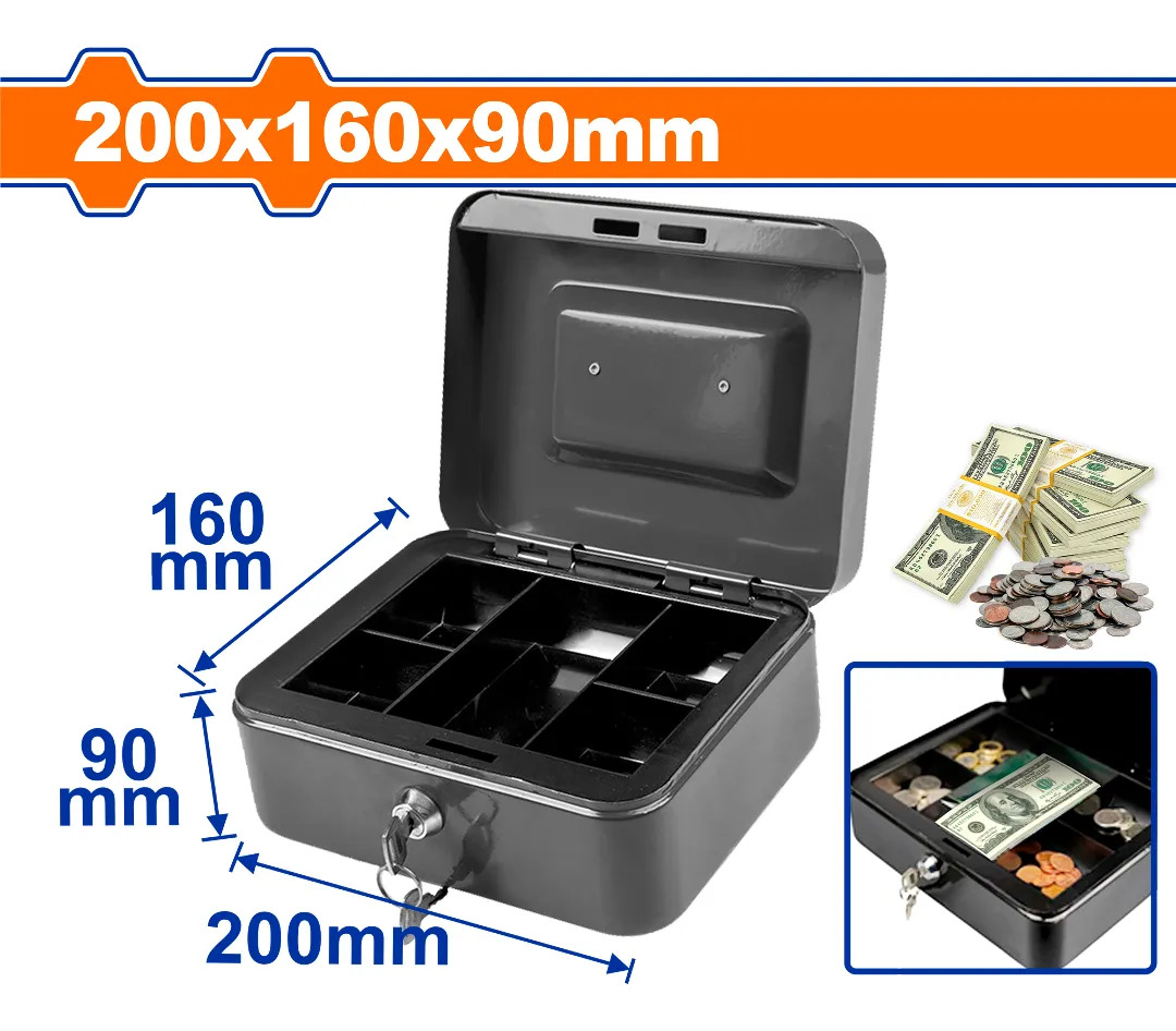 Caja Metalica De Seguridad Para Dinero Con Llave 20x16x9cm - Imagen 3