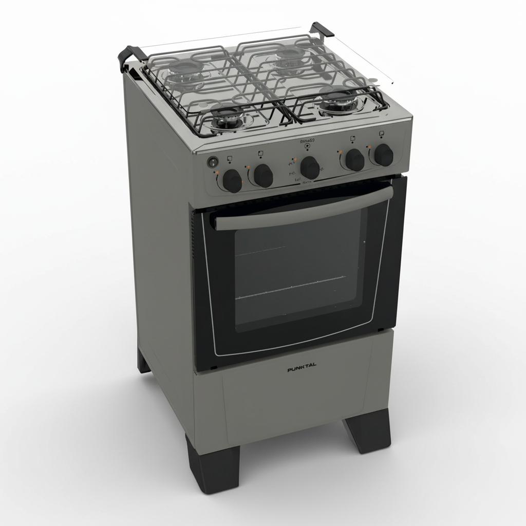 Cocina A Gas Punktal Pk-420 4 Hornallas Acero Inoxidable - Imagen 3