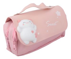 Cartuchera Escolar Kawaii Gatito 3d 2 Cierres Infantil Atrix Color Rosado